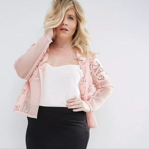 NWT ASOS Premium Curve Light Pink Lace Jacket Sz 24